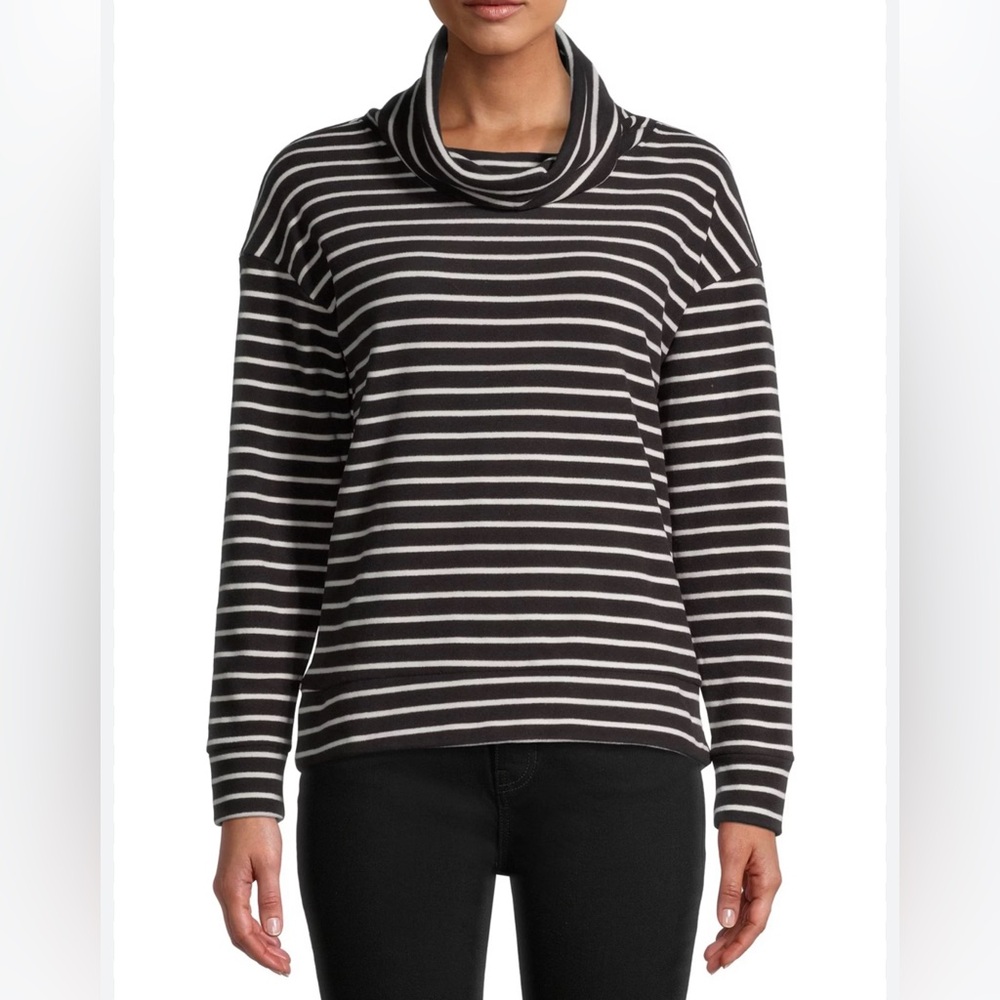 Loft Lounge Dolman Sleeve Striped Cowl Neck Top Gray Size XS